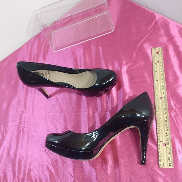 Vince Camuto Womens SZ 6.5M Zella Pump High Heel Black Patent Dress Shoe Classic - Picture 7 of 9